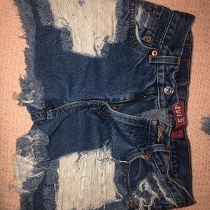 Levi distressed semi high waisted shorts